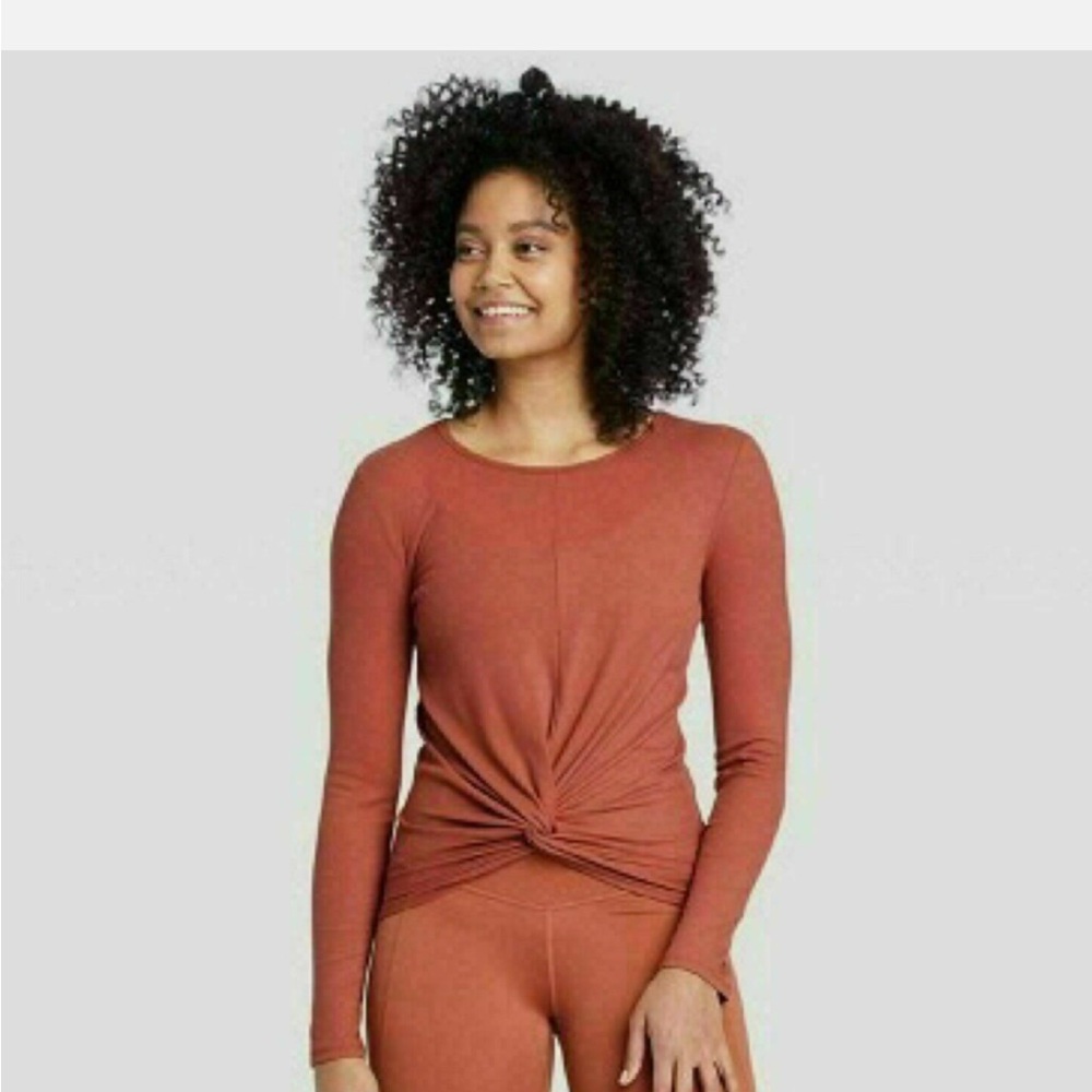 All in Motion Terracotta Long Sleeve Twist Top
